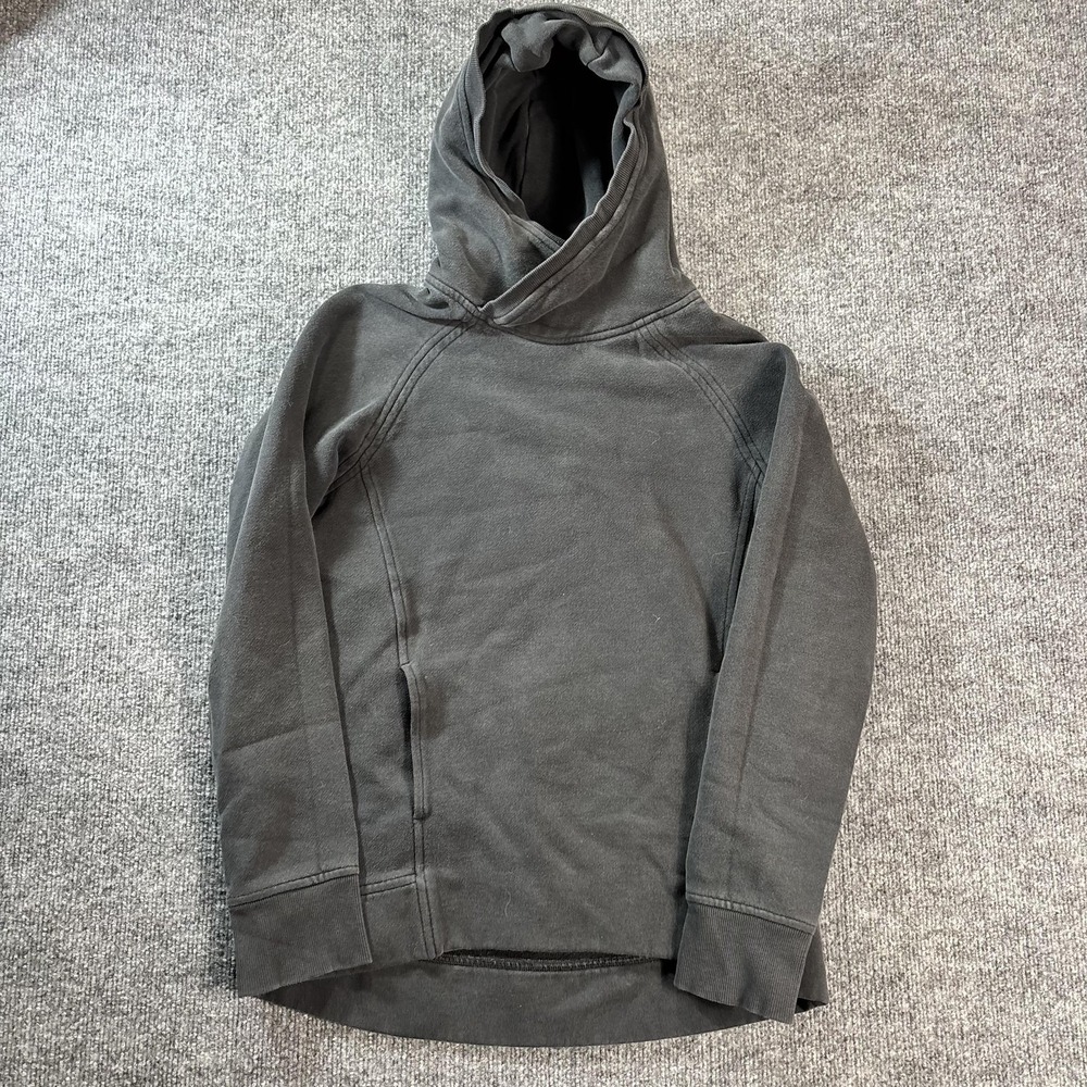 Lululemon Hoodie Womens 6 Gray Scuba Fleece Pullover Raglan Pockets Logo